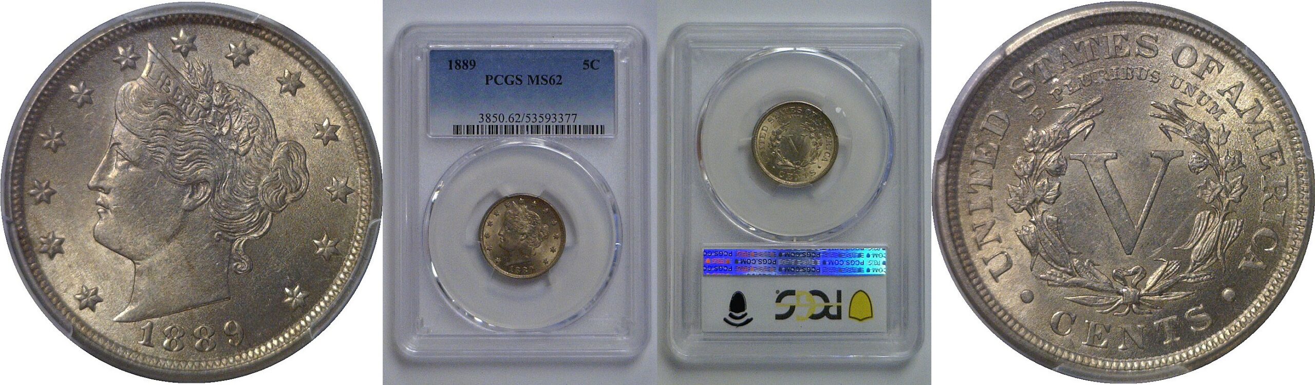 1889  Liberty Nickel   PCGS MS-62