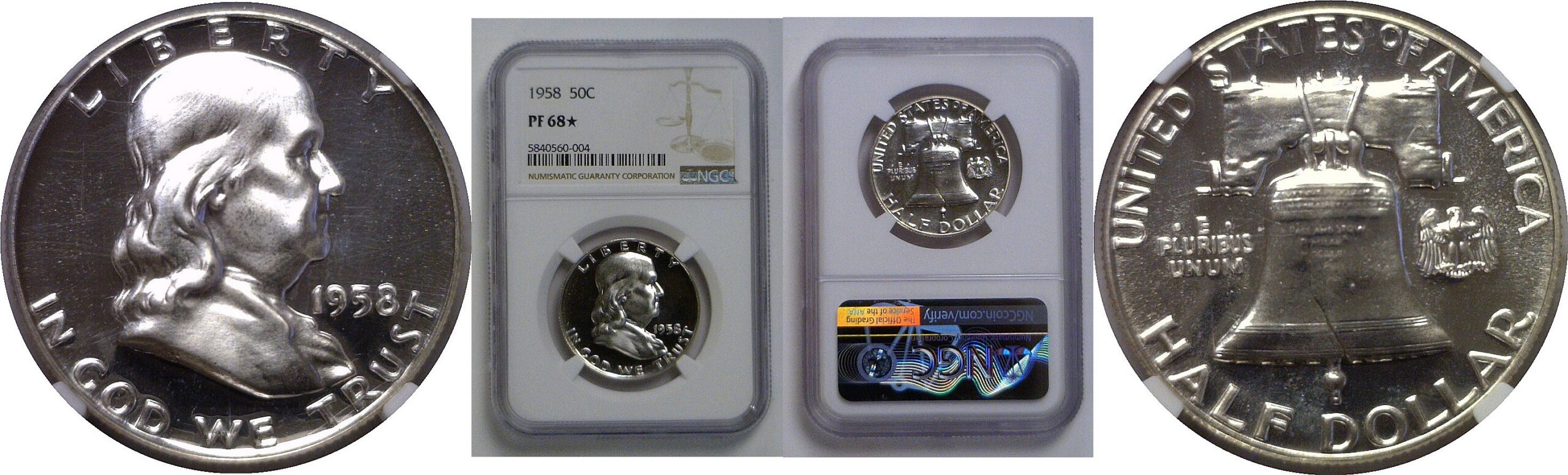1958  Franklin Half Dollar   NGC PF-68 Star