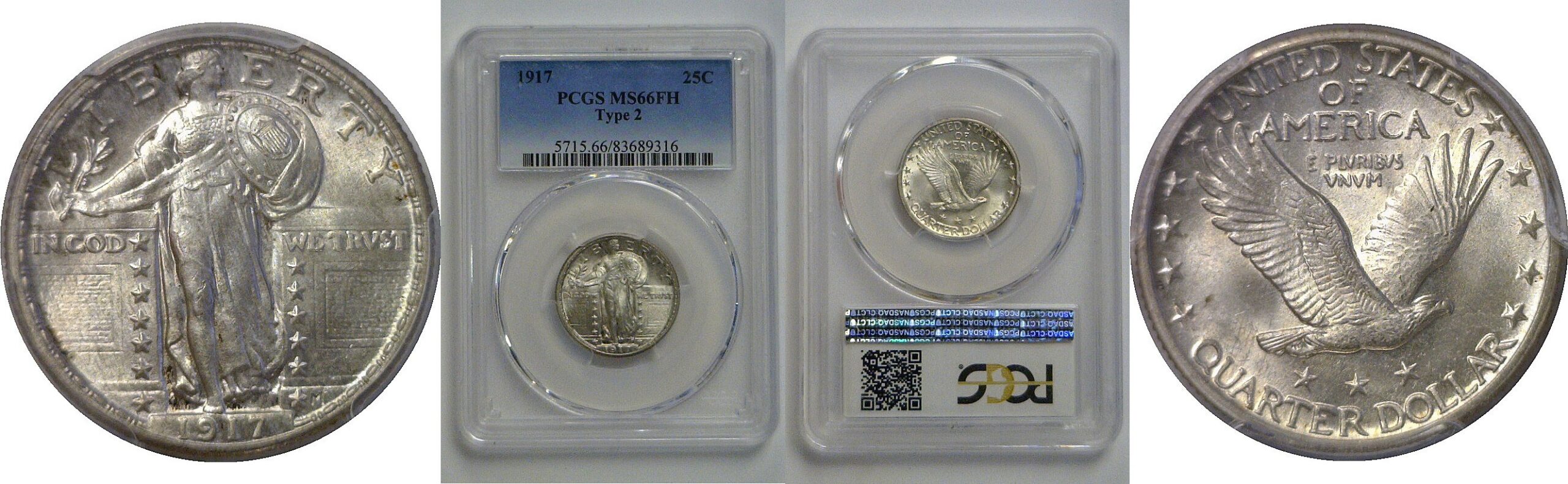 1917 T-2  Standing Liberty Quarter   PCGS MS-66 FH