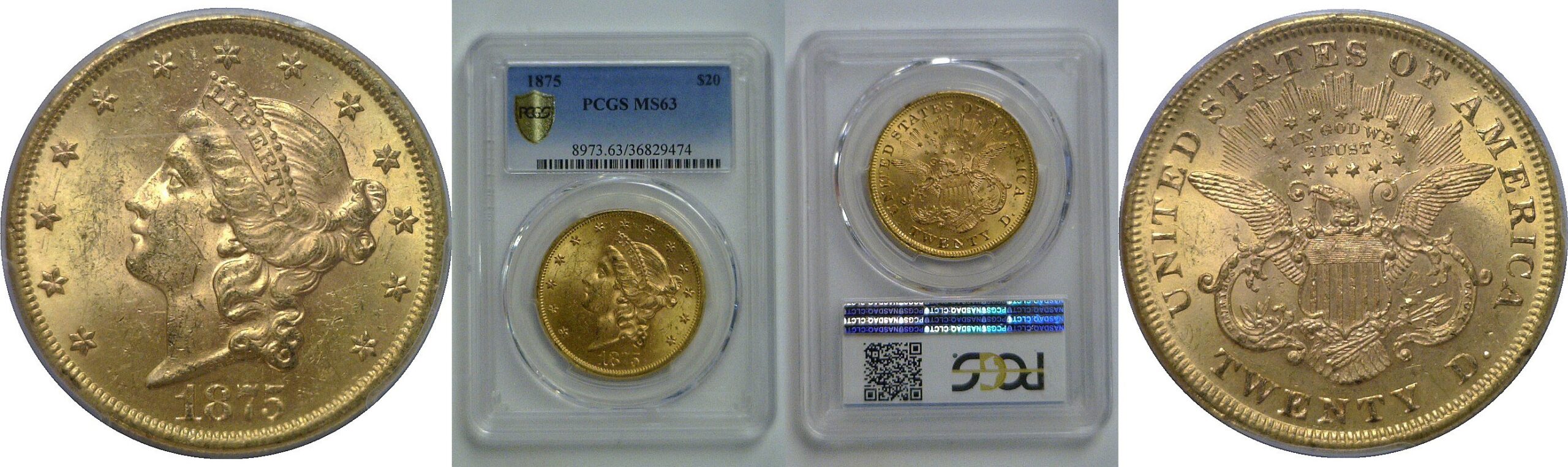 1875  $20 Liberty   PCGS MS-63