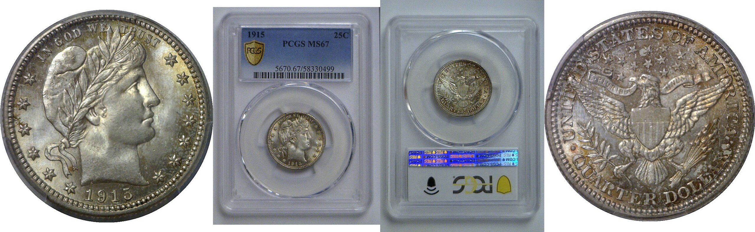 1915  Barber Quarter   PCGS MS-67