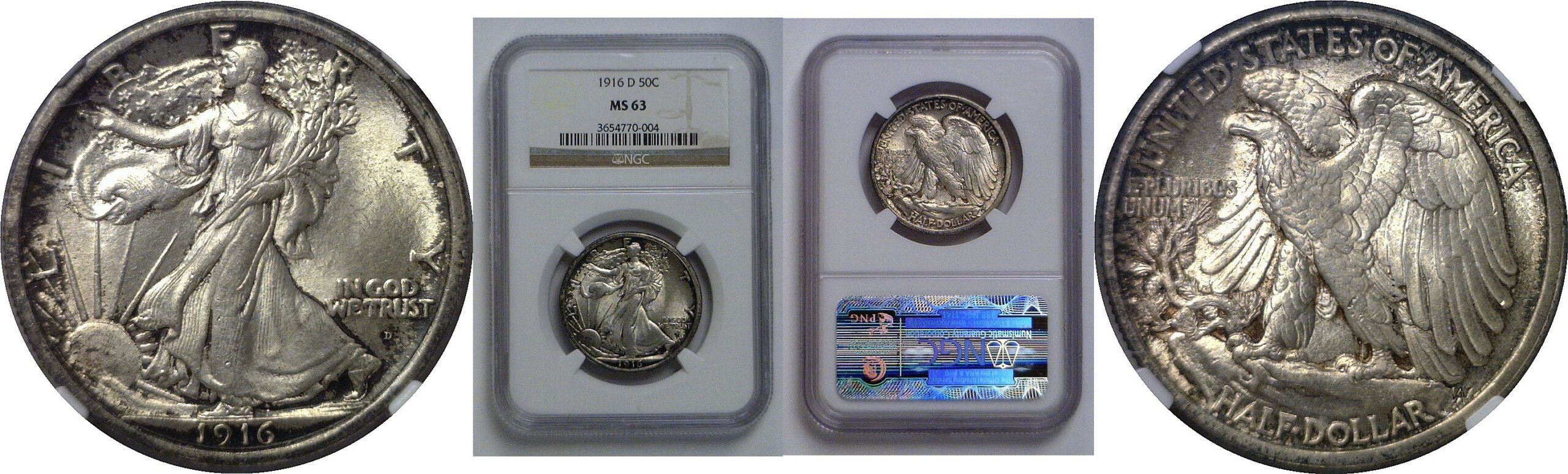 1916-D  Walking Liberty Half Dollar   NGC MS-63