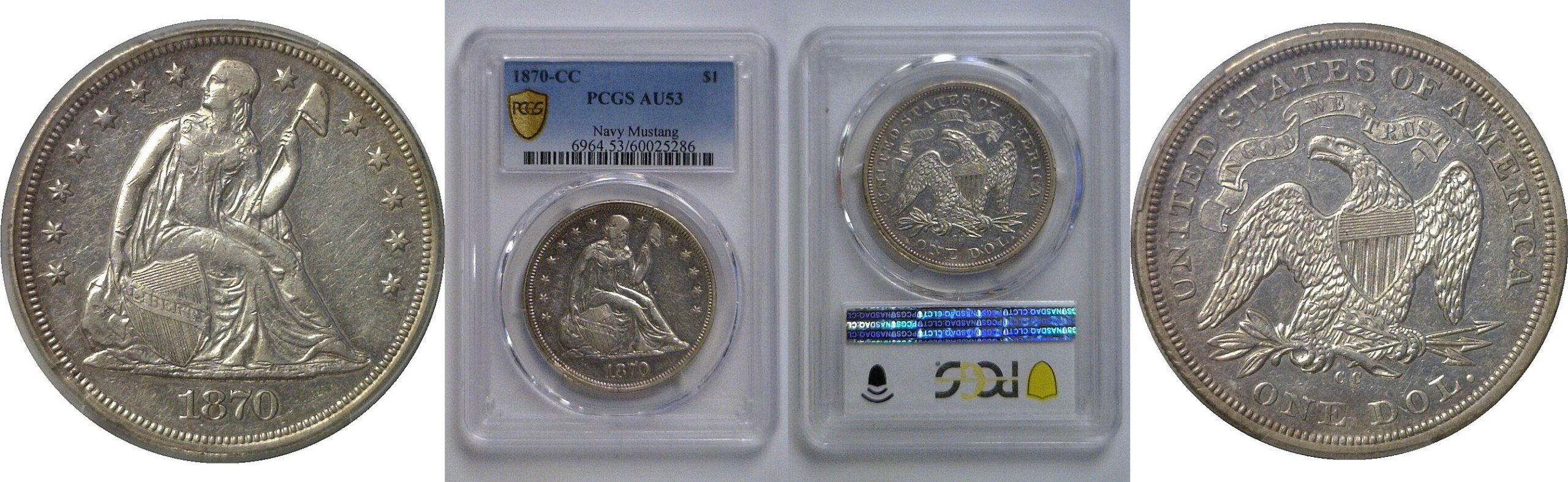 1870-CC  Seated Liberty Dollar   PCGS AU-53