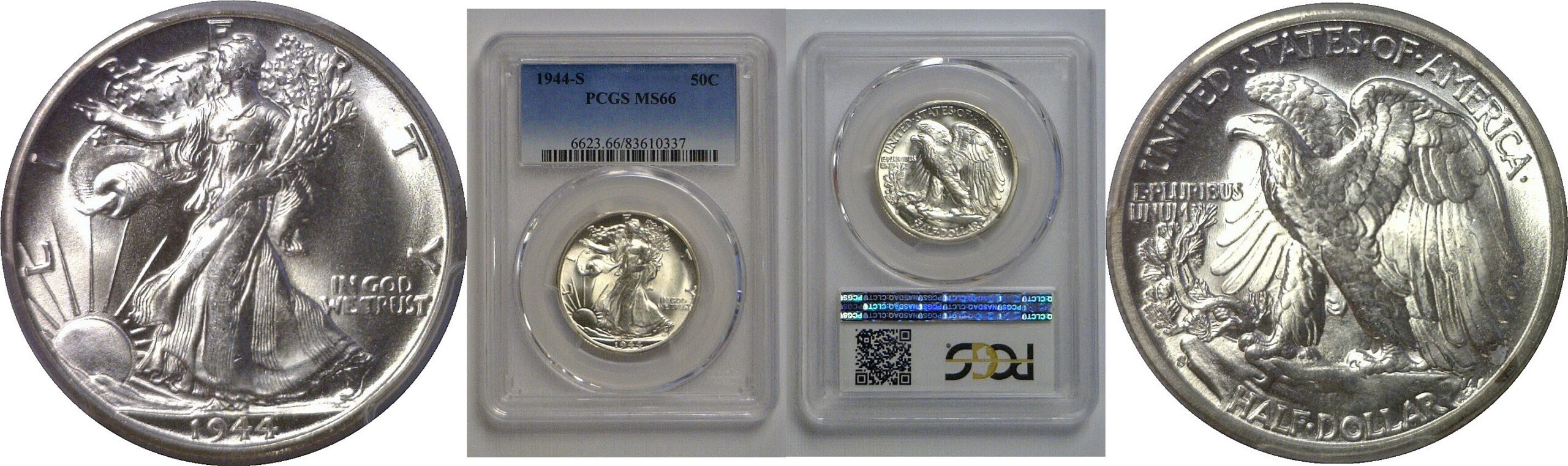 1944-S  Walking Liberty Half Dollar   PCGS MS-66