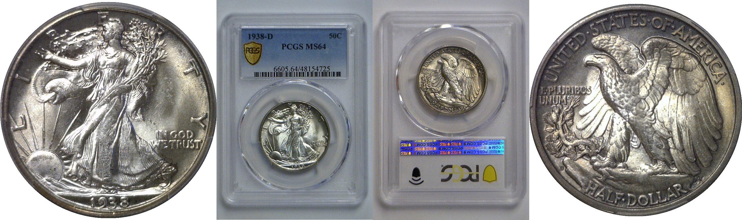 1938-D  Walking Liberty Half Dollar   PCGS MS-64