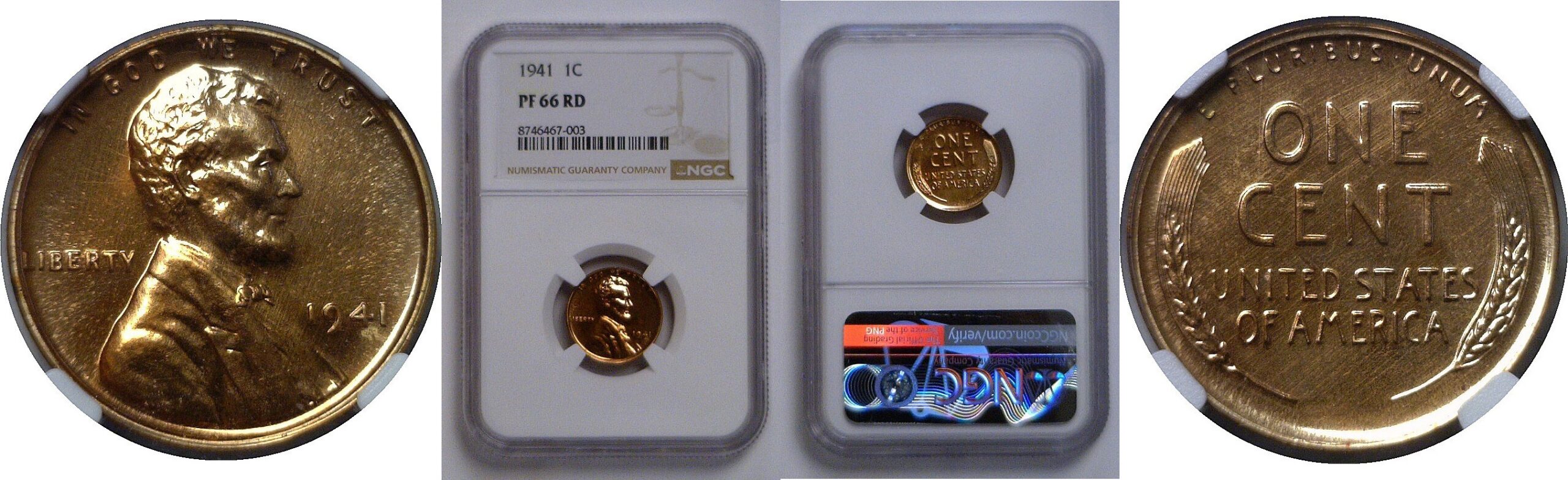 1941  Lincoln Cent   NGC PF-66 RD