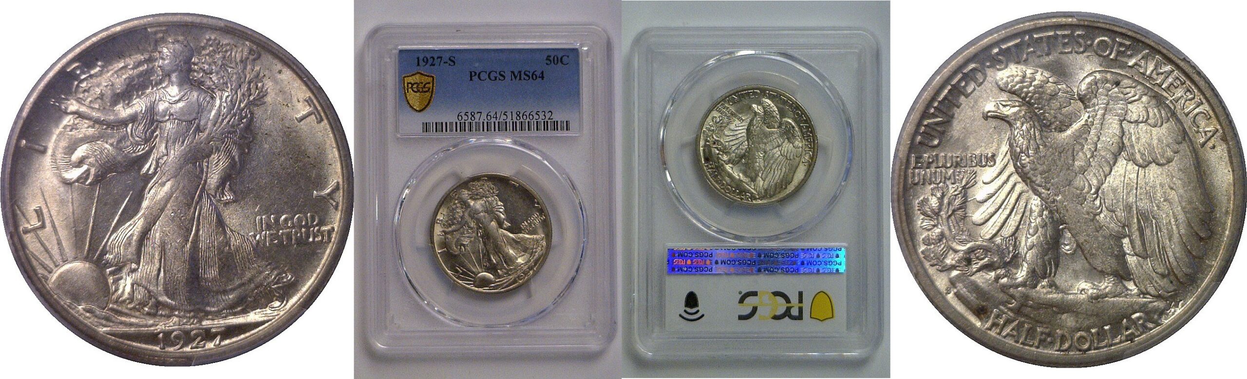 1927-S  Walking Liberty Half Dollar   PCGS MS-64