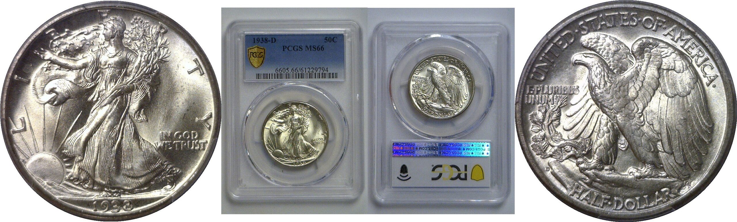 1938-D  Walking Liberty Half Dollar   PCGS MS-66