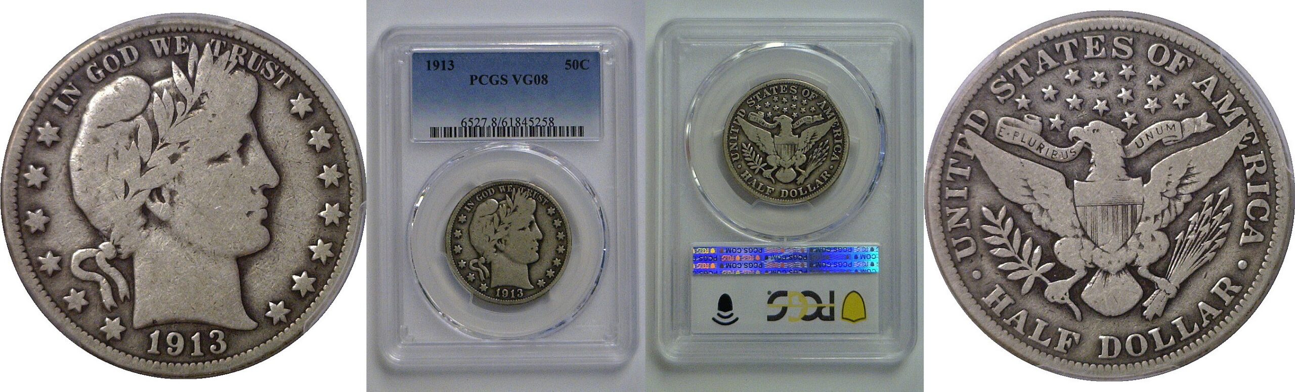 1913  Barber Half Dollar   PCGS VG-8
