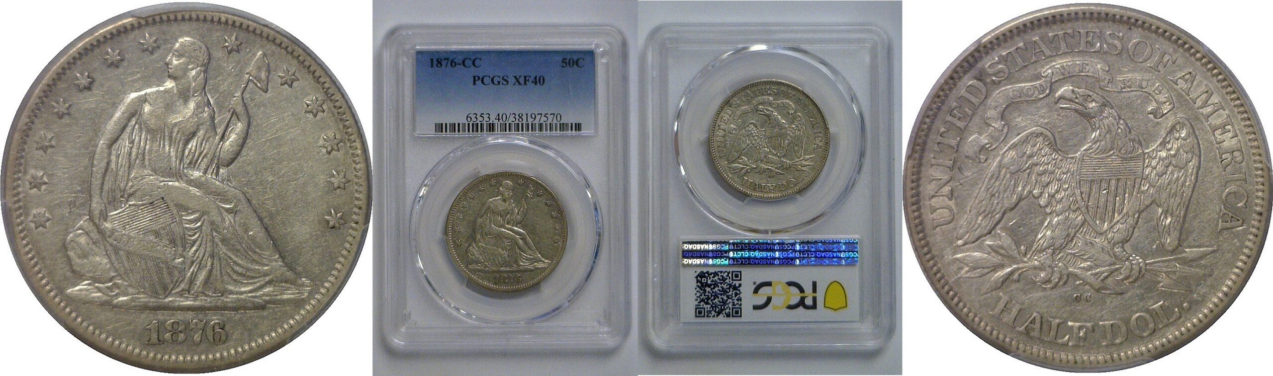 1876-CC  Seated Liberty Half Dollar   PCGS XF-40