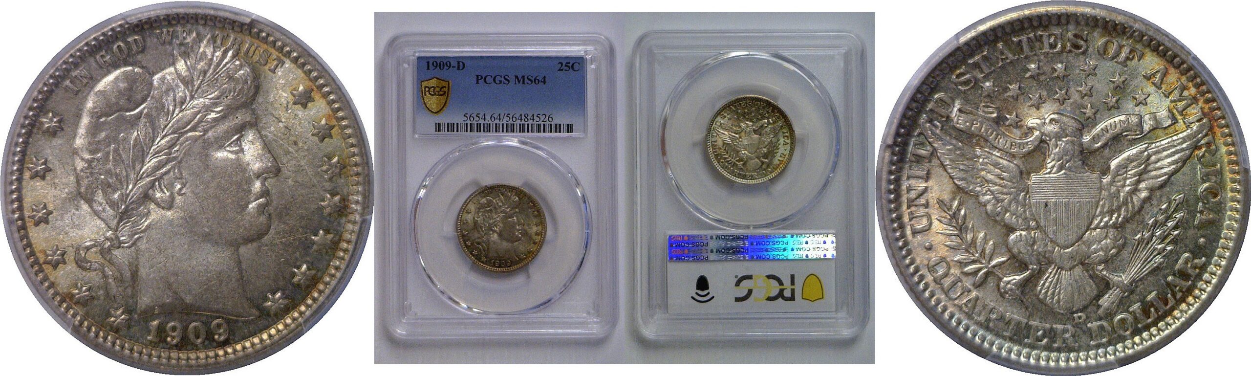 1909-D  Barber Quarter   PCGS MS-64