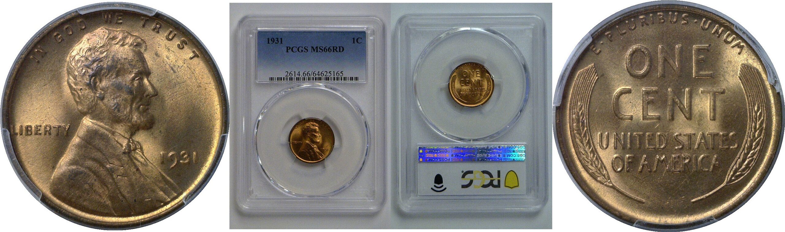 1931  Lincoln Cent   PCGS MS-66 RD