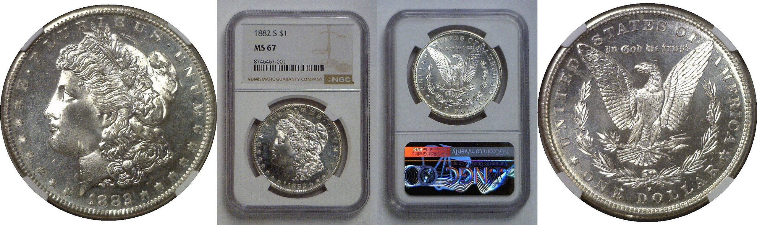 1882-S  Morgan Dollar   NGC MS-67