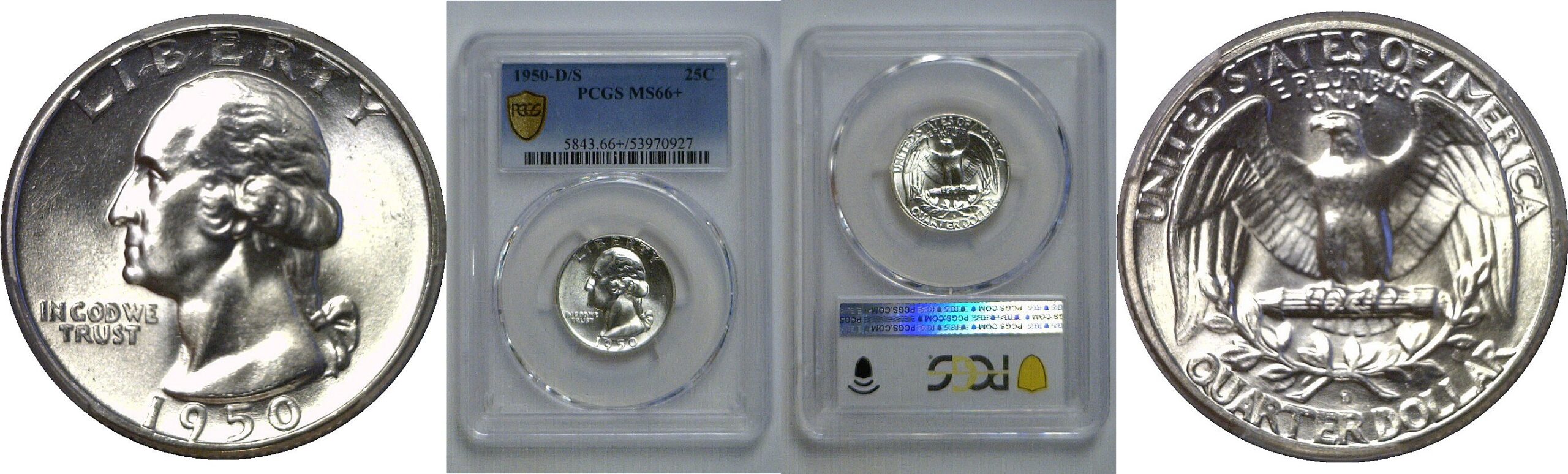 1950-D/S  Washington Quarter   PCGS MS-66+