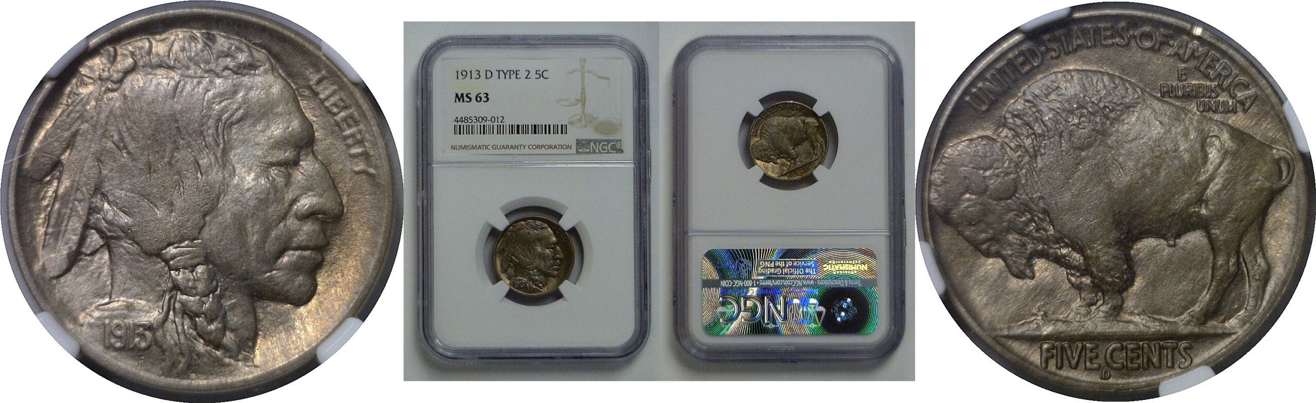 1913-D T-2   Buffalo Nickel   NGC MS-63