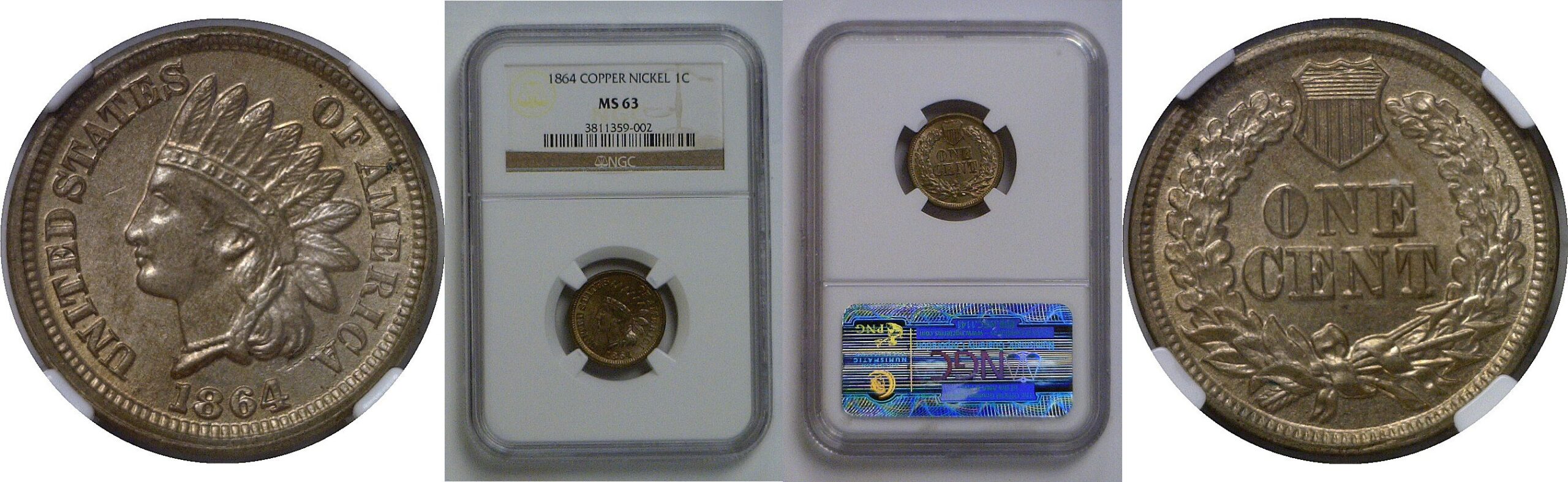 1864 CN   Indian Head Cent   NGC MS-63