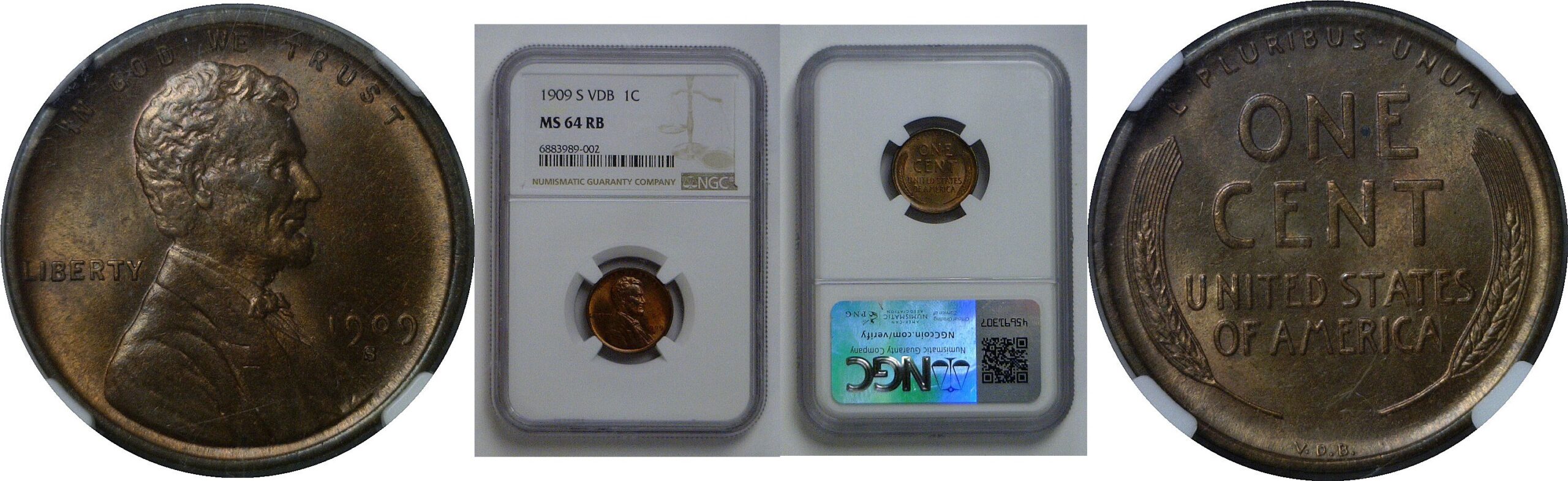 1909-S VDB   Lincoln Cent   NGC MS-64 RB