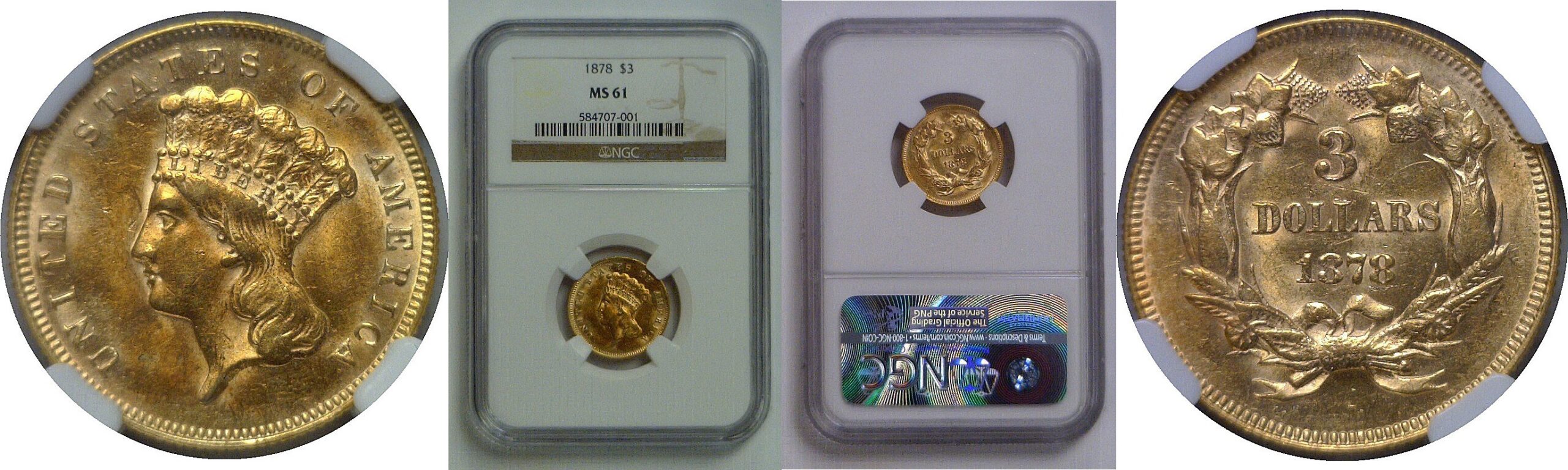 1878  $3 Princess   NGC MS-61