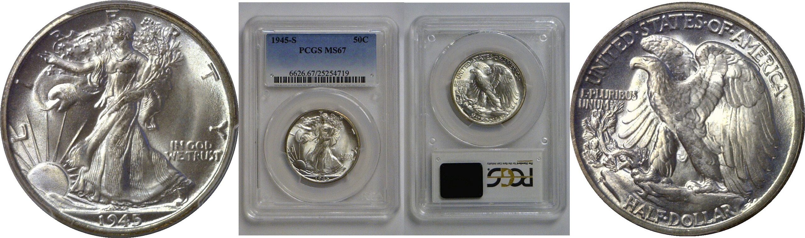 1945-S  Walking Liberty Half Dollar   PCGS MS-67