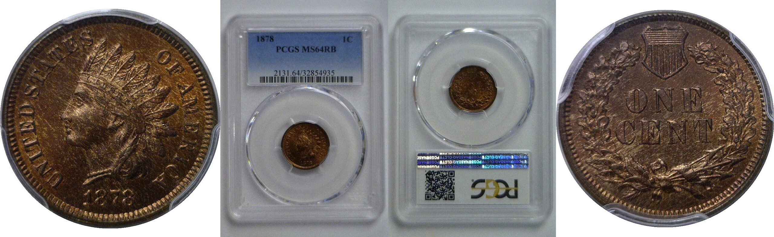 1878  Indian Head Cent   PCGS MS-64 RB