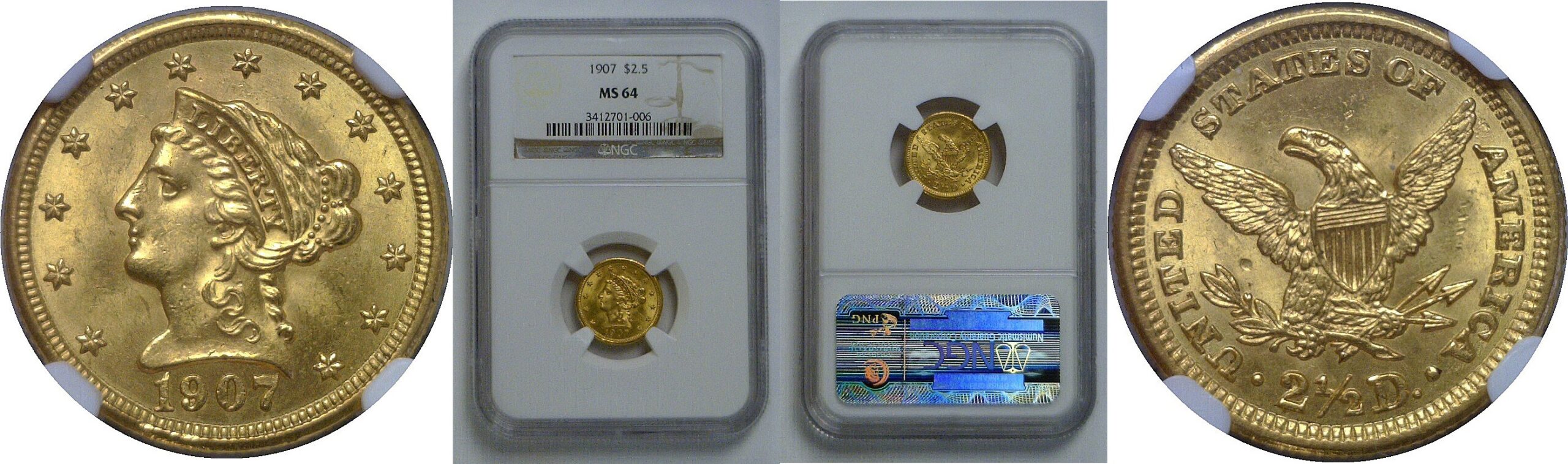 1907  $2 1/2 Liberty   NGC MS-64