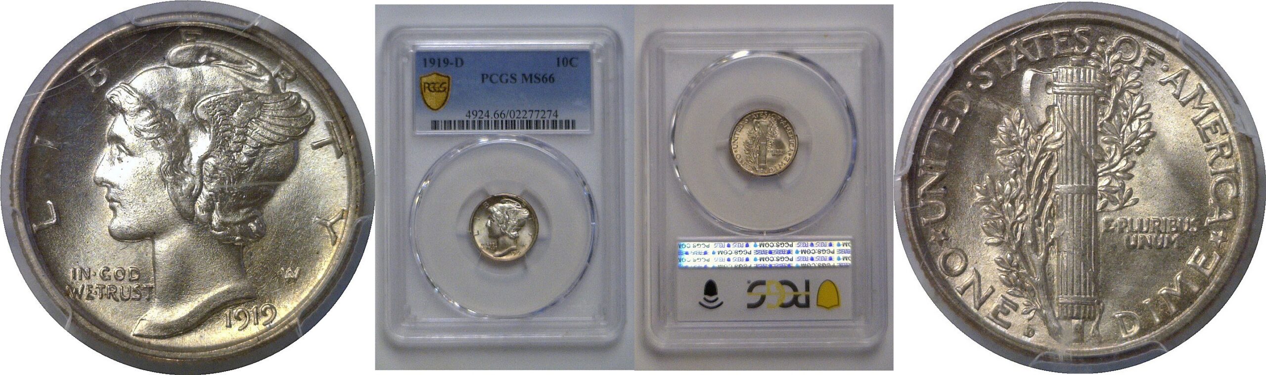 1919-D  Mercury Dime   PCGS MS-66