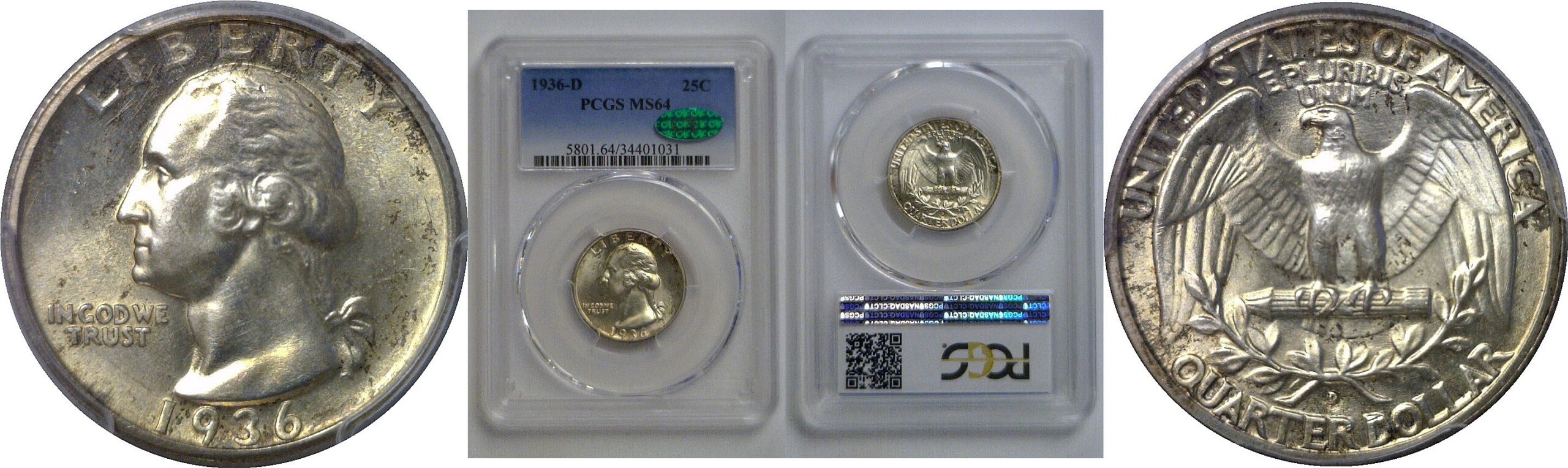 1936-D  Washington Quarter   PCGS MS-64  CAC