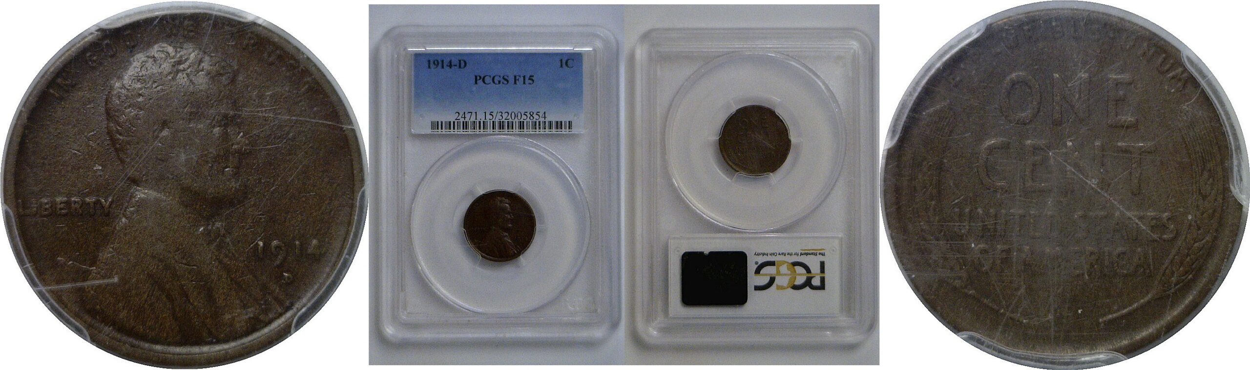 1914-D  Lincoln Cent   PCGS F-15
