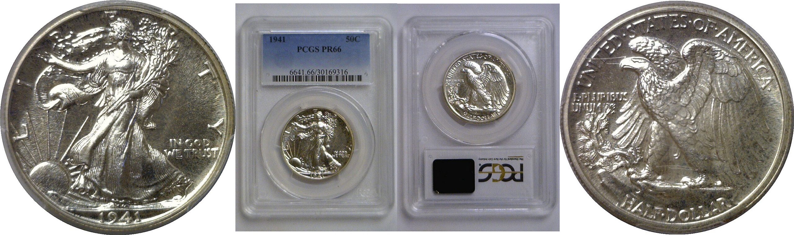 1941  Walking Liberty Half Dollar   PCGS PR-66