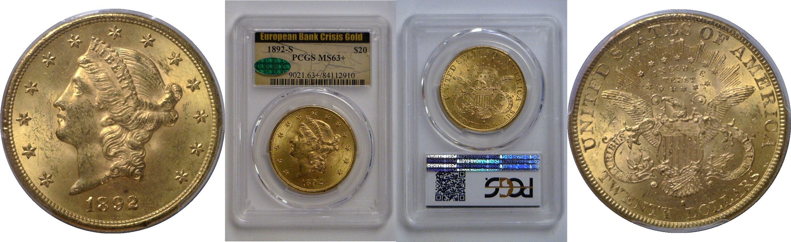 1892-S  $20 Liberty   PCGS  MS-63+  CAC