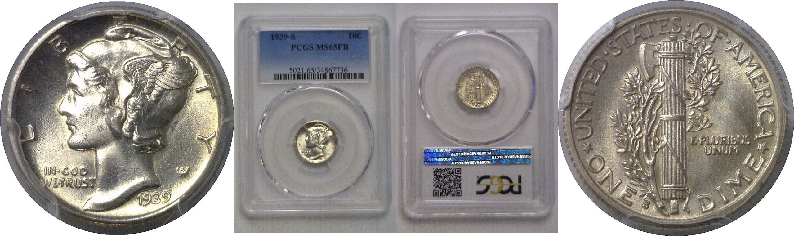 1939-S  Mercury Dime   PCGS MS-65 FB