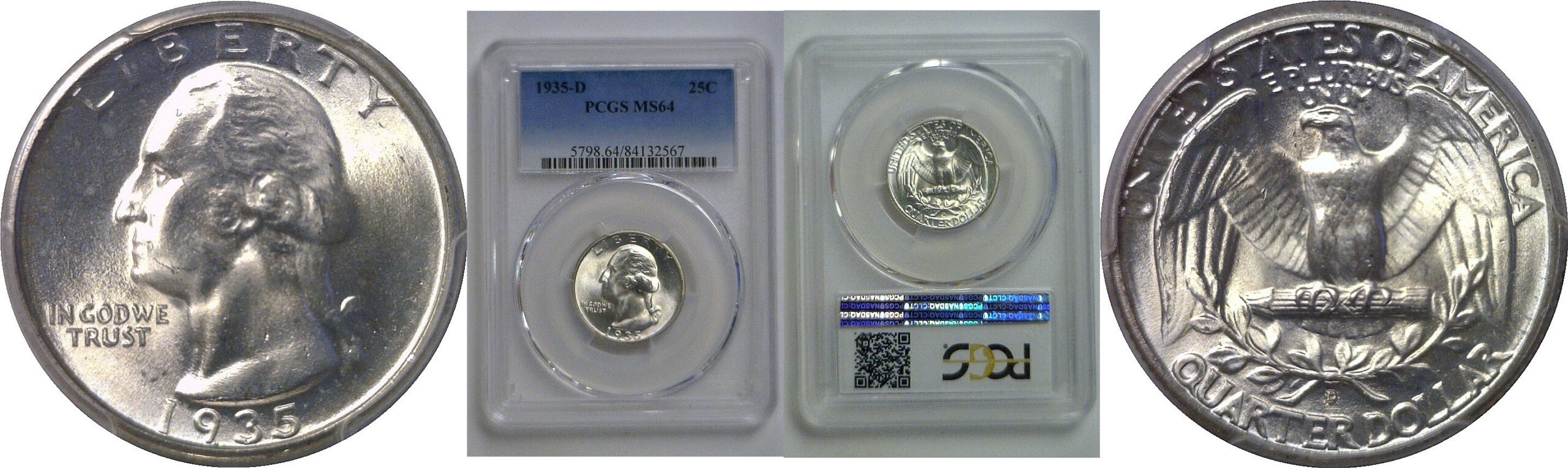 1935-D  Washington Quarter   PCGS MS-64