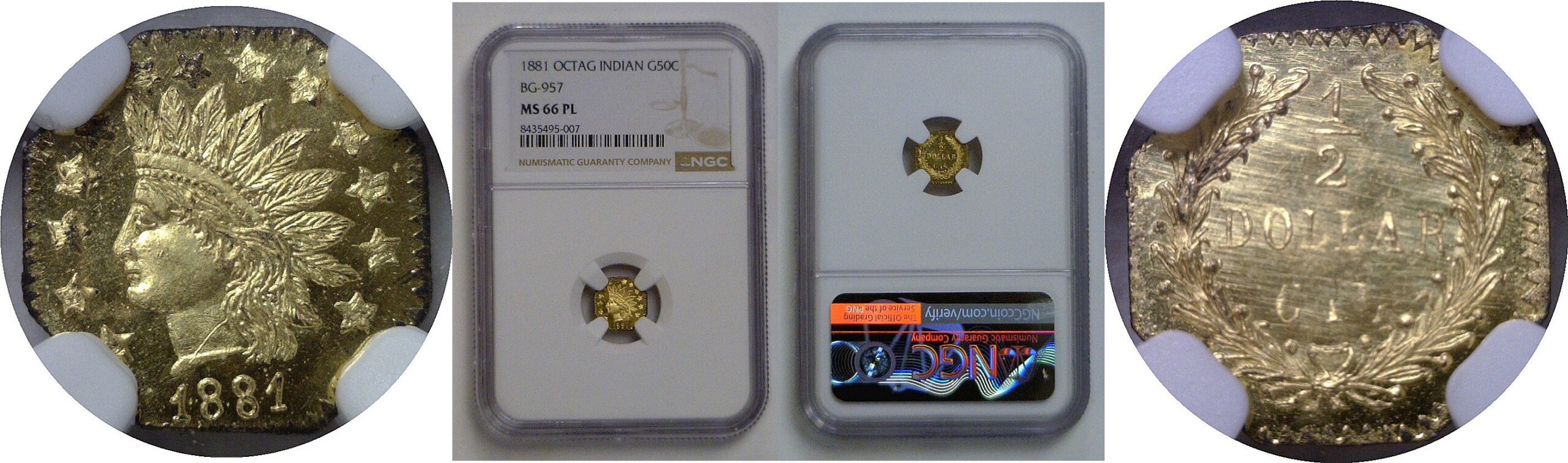 1881 50c  California Fractional Gold  BG-957   NGC MS-66 PL