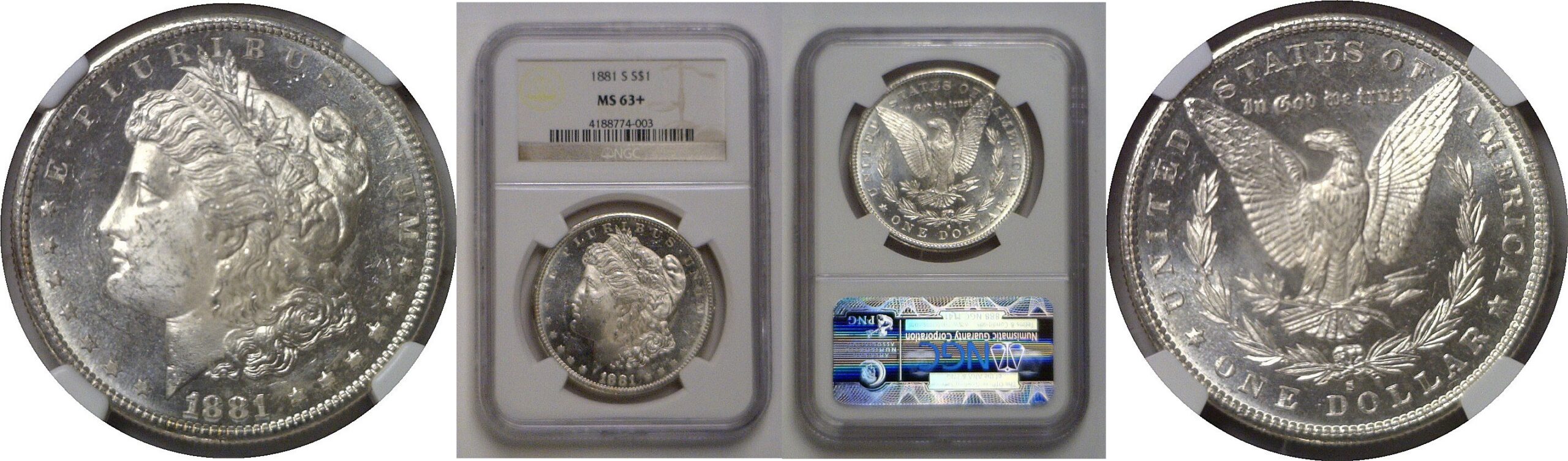1881-S  Morgan Dollar   NGC MS-63+