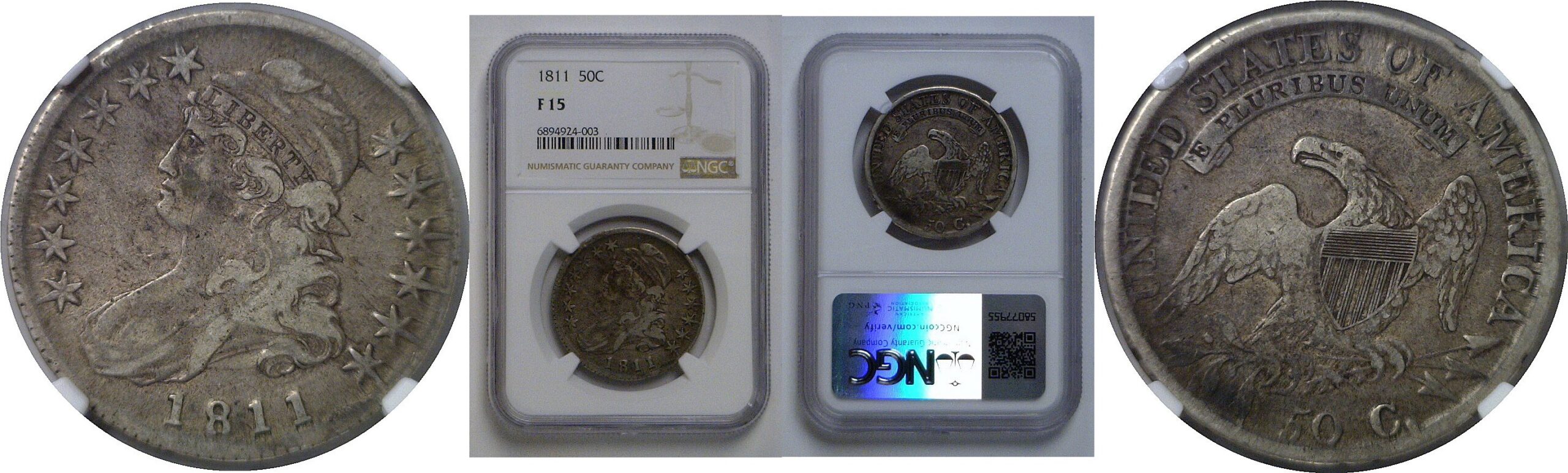 1811  Bust Half Dollar   NGC F-15