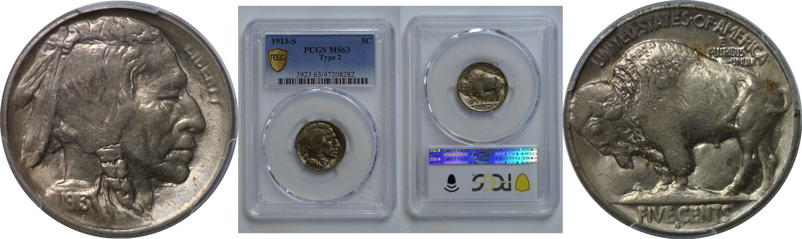 1913-S T-2  Buffalo Nickel   PCGS MS-63