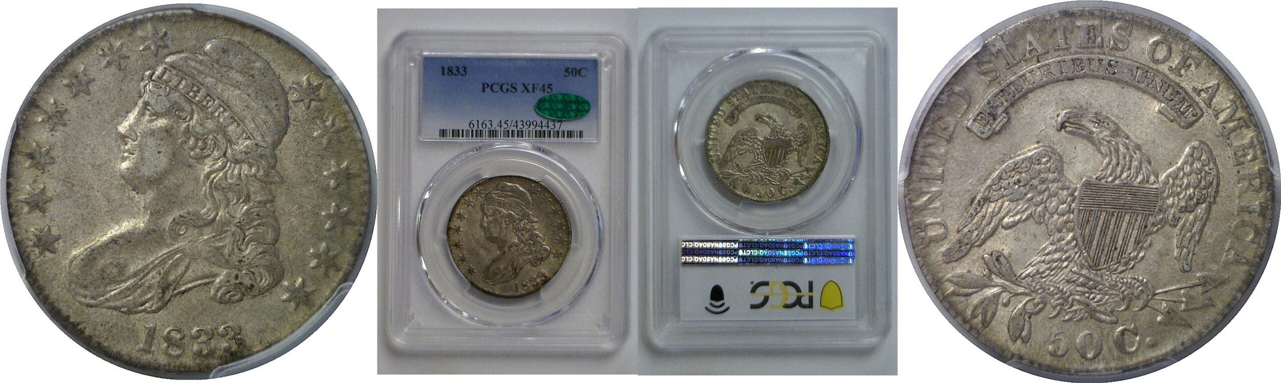 1833  Bust Half Dollar   PCGS XF-45  CAC