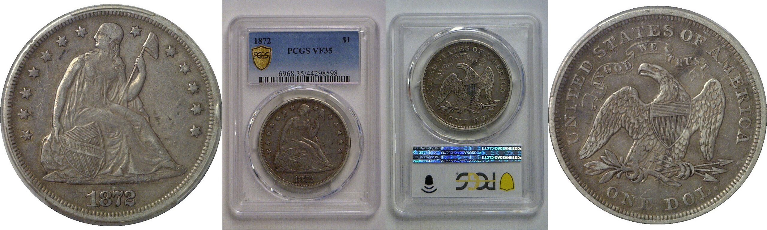1872  Seated Liberty Dollar   PCGS VF-35