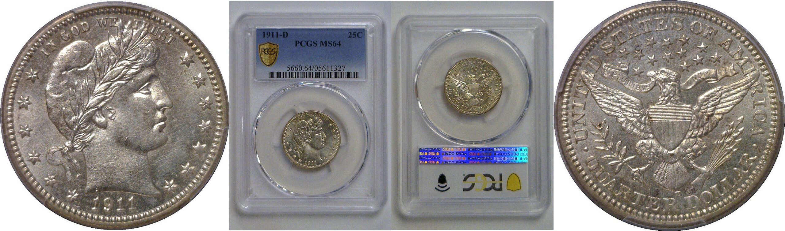 1911-D  Barber Quarter   PCGS MS-64