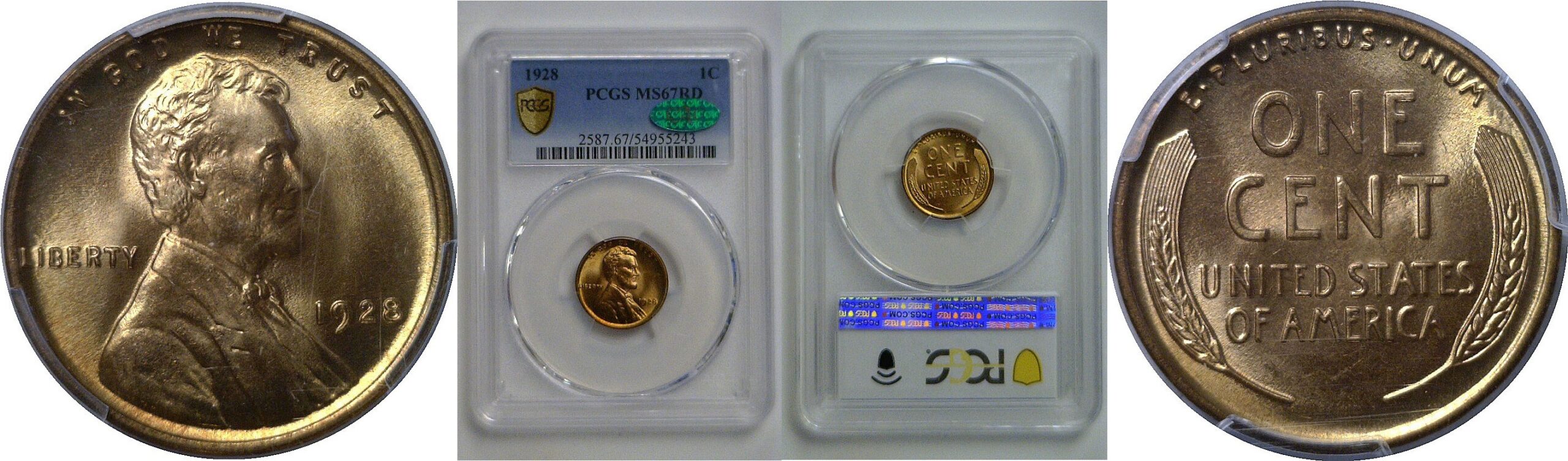 1928  Lincoln Cent   PCGS MS-67 RD  CAC