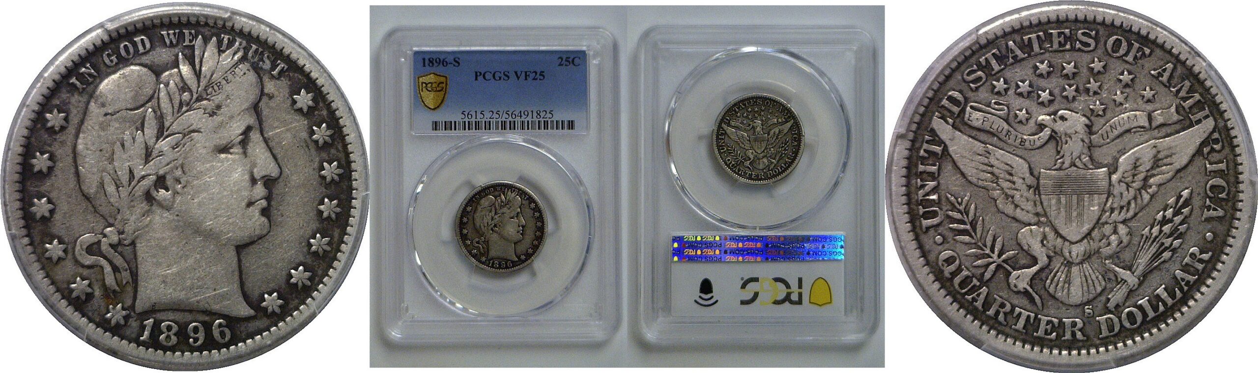 1896-S  Barber Quarter   PCGS VF-25
