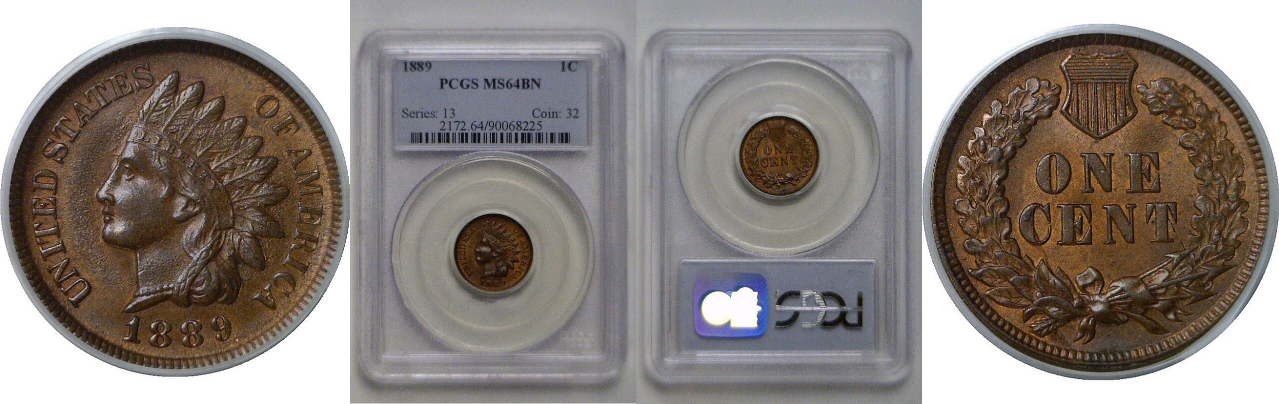 1889  Indian Head Cent   PCGS MS-64 BN