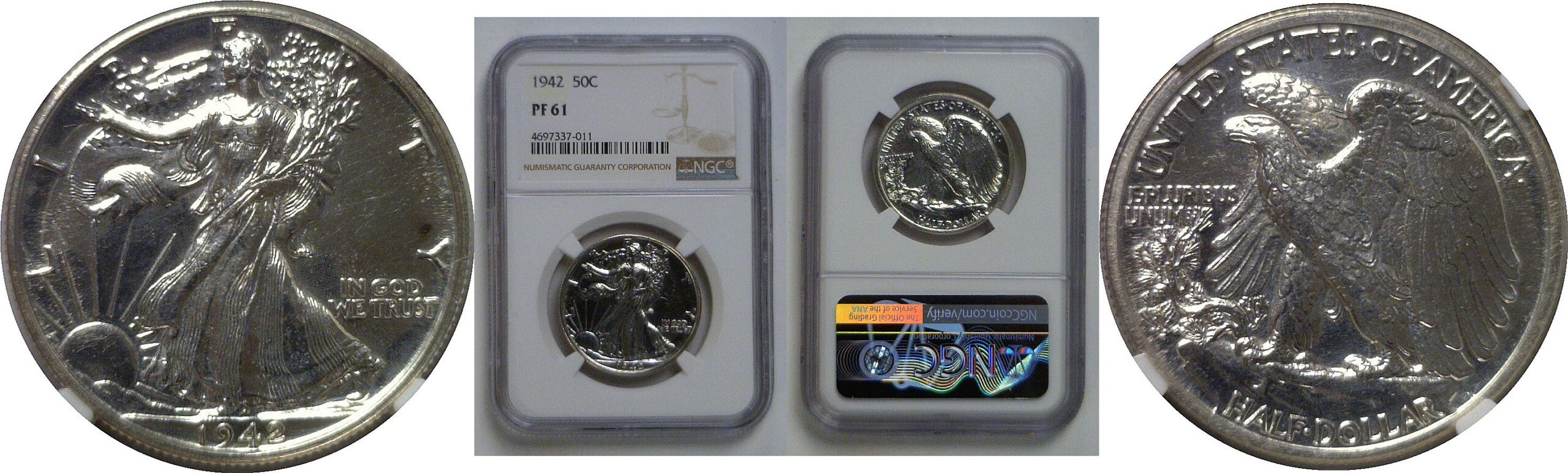 1942  Walking Liberty Half Dollar   NGC PF-61