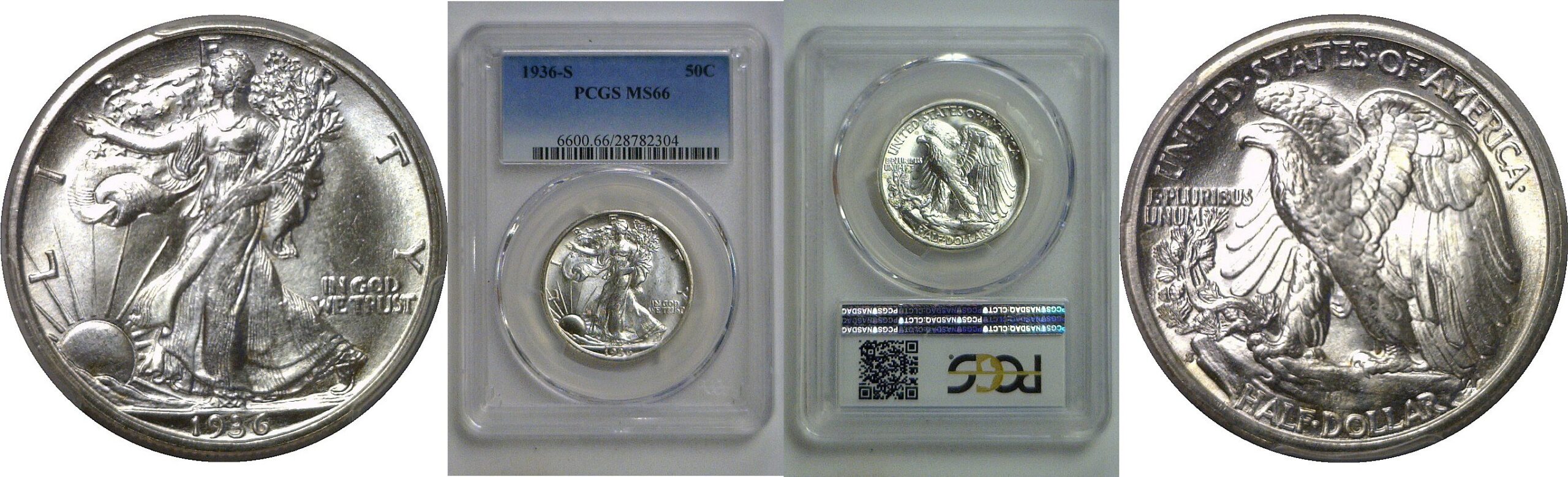 1936-S  Walking Liberty Half Dollar   PCGS MS-66