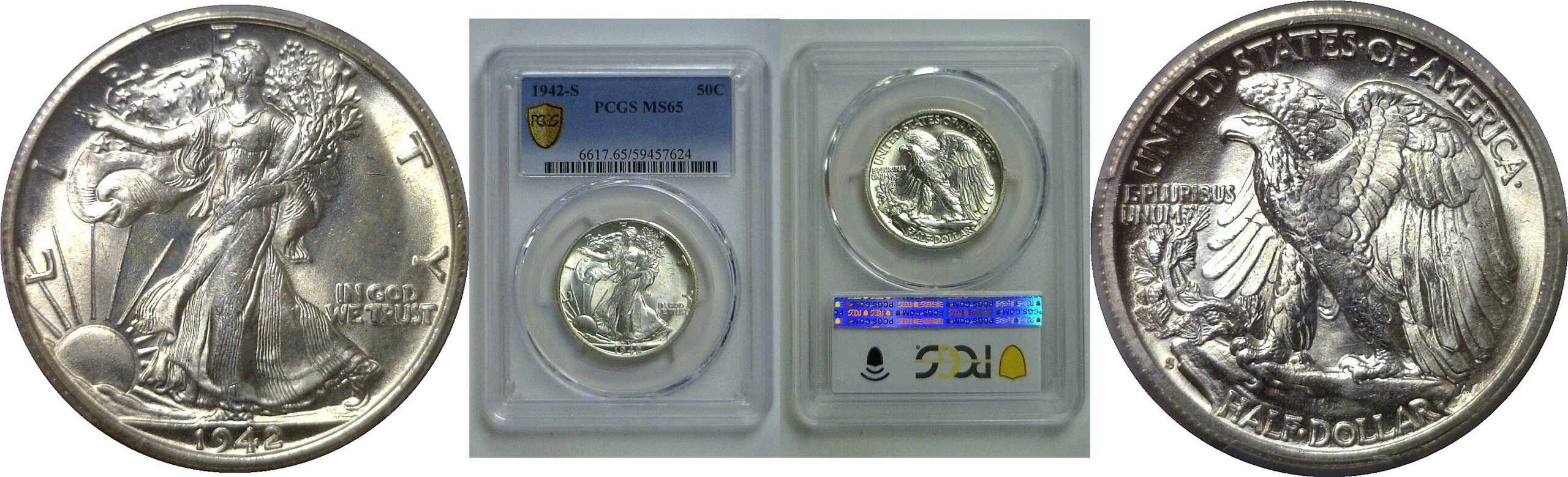 1942-S  Walking Liberty Half Dollar   PCGS MS-65