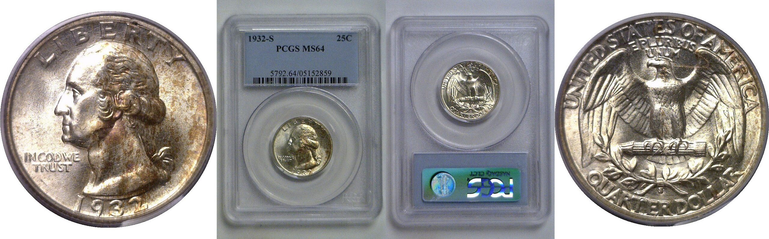 1932-S  Washington Quarter   PCGS MS-64