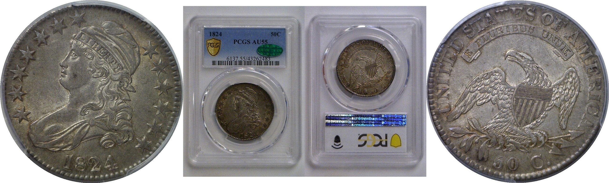 1824  Bust Half Dollar   PCGS AU-55  CAC