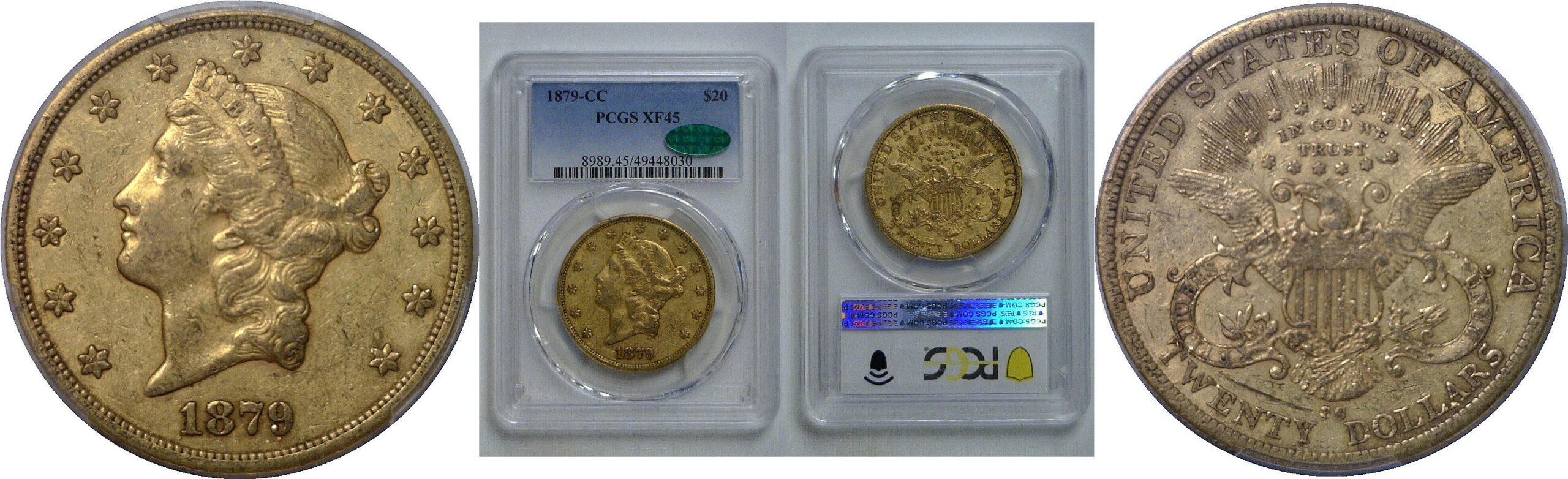 1879-CC  $20 Liberty   PCGS XF-45  CAC