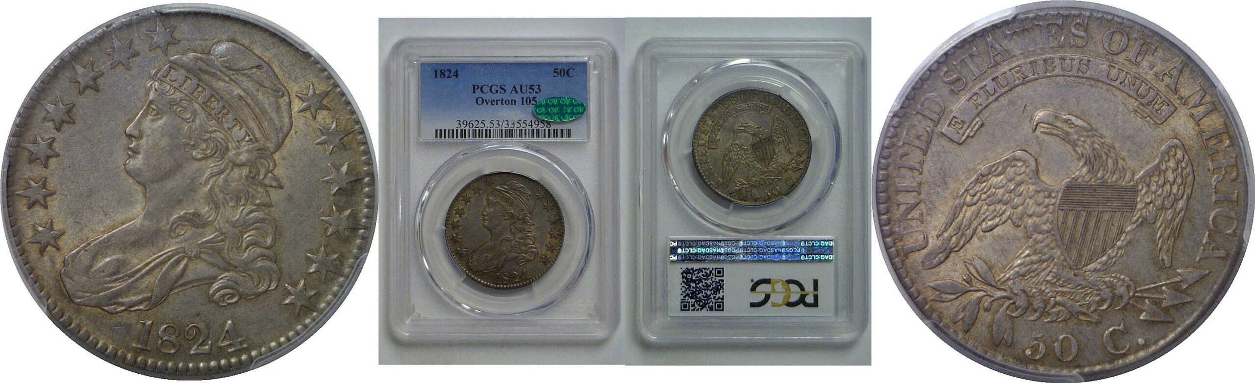 1824  Bust Half Dollar   PCGS AU-53  CAC