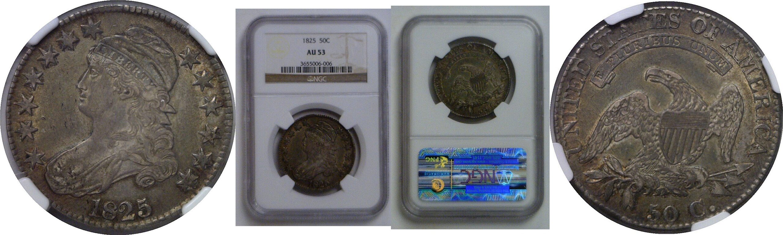 1825  Bust Half Dollar   NGC AU-53